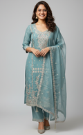 Jarkan 3 Piece Blue Kurti