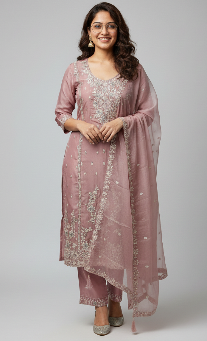 Jarkan 3 Piece Peach Kurti