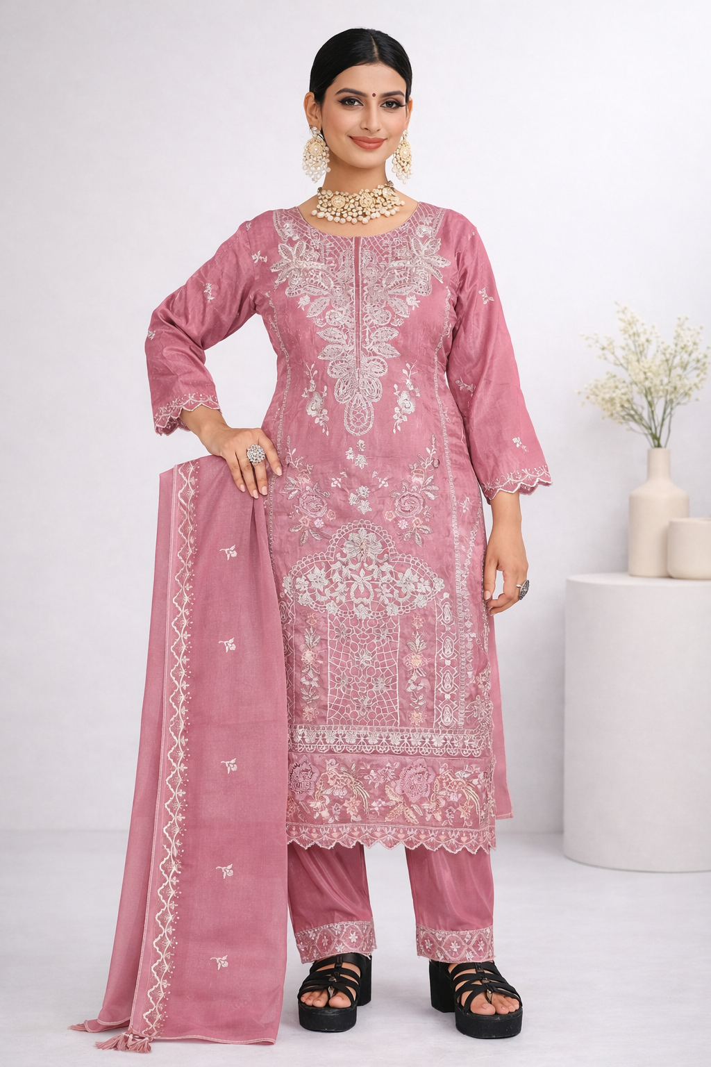 Fandi Heavy Embroidery Kurti