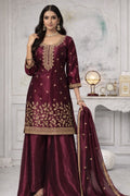3 Piece Wine Color Pranjul Kurti Set