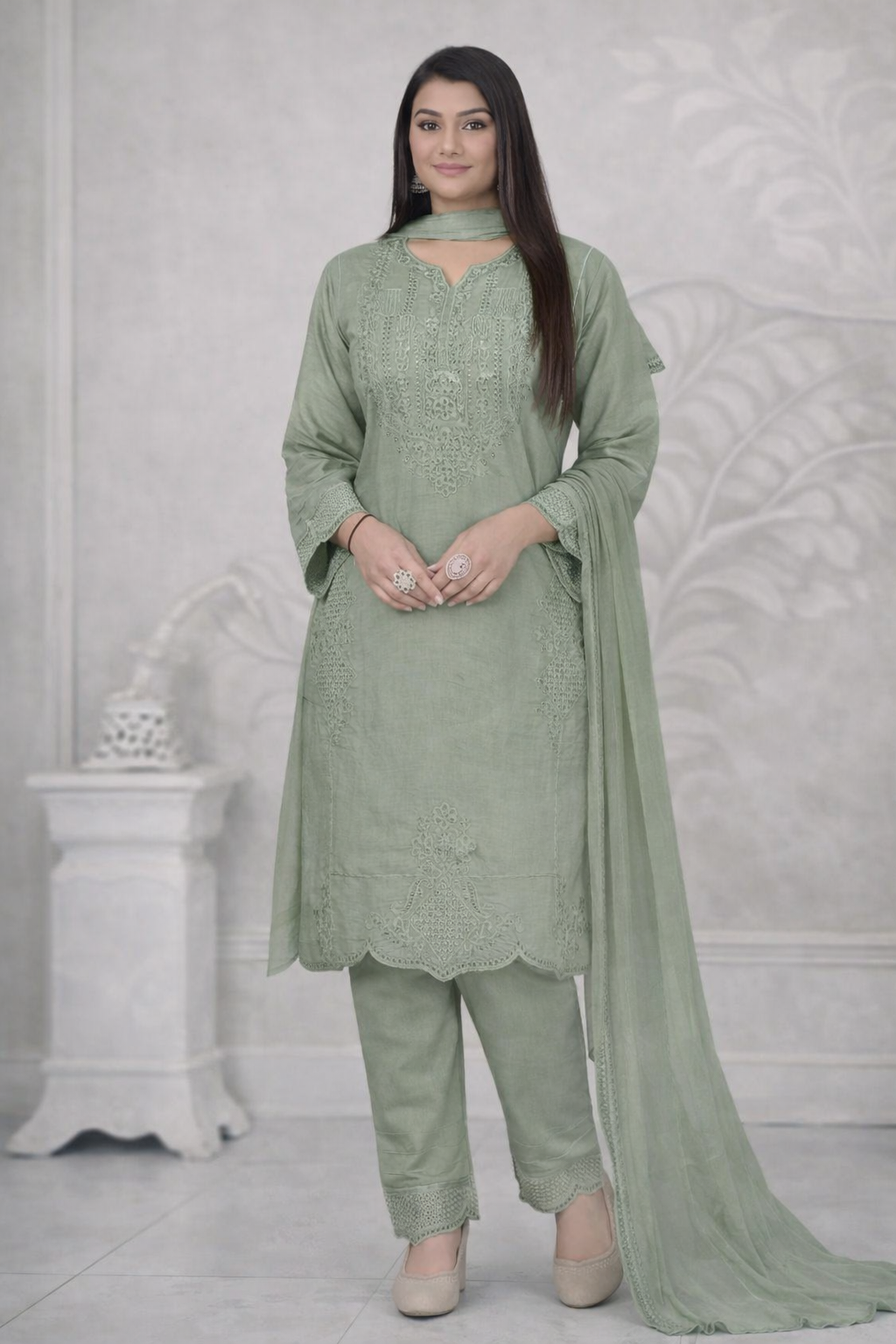 Chiffon Seven Work Kurti