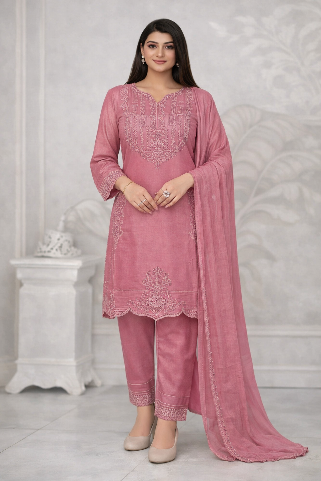 Chiffon Seven Work Kurti