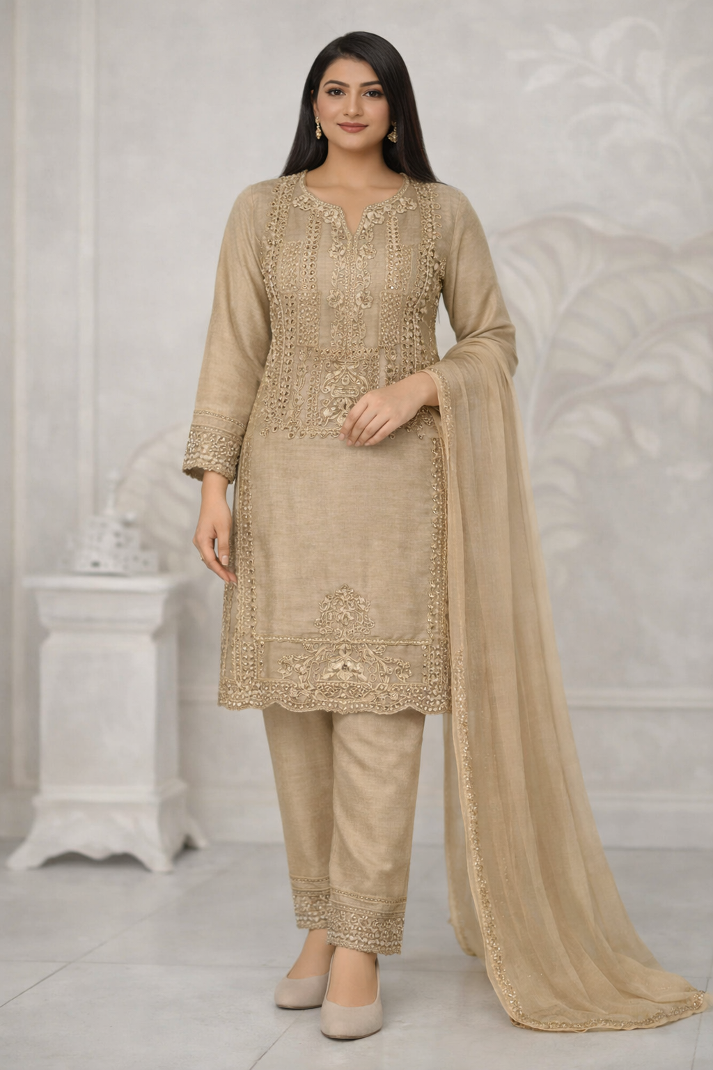 Chiffon Seven Work Kurti