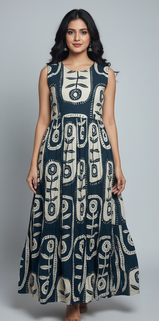 Green Long Frock Digital Print