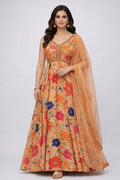 Chinon Orange Floral Long Frock