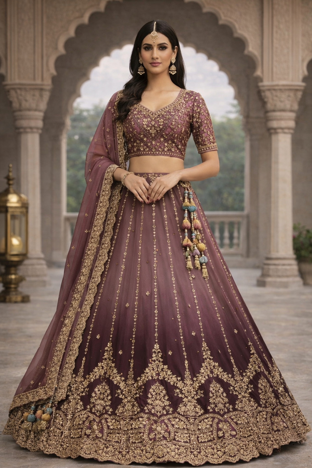 Tissue Embroidery Unstitched Lehenga