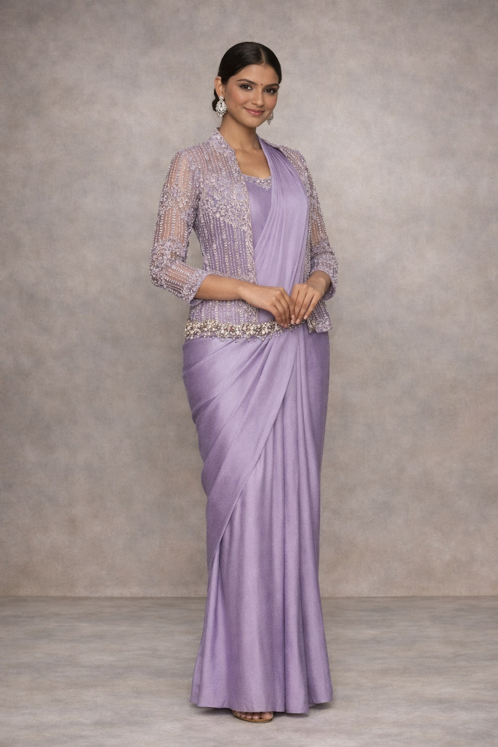 Lavender Color Readymade Saree