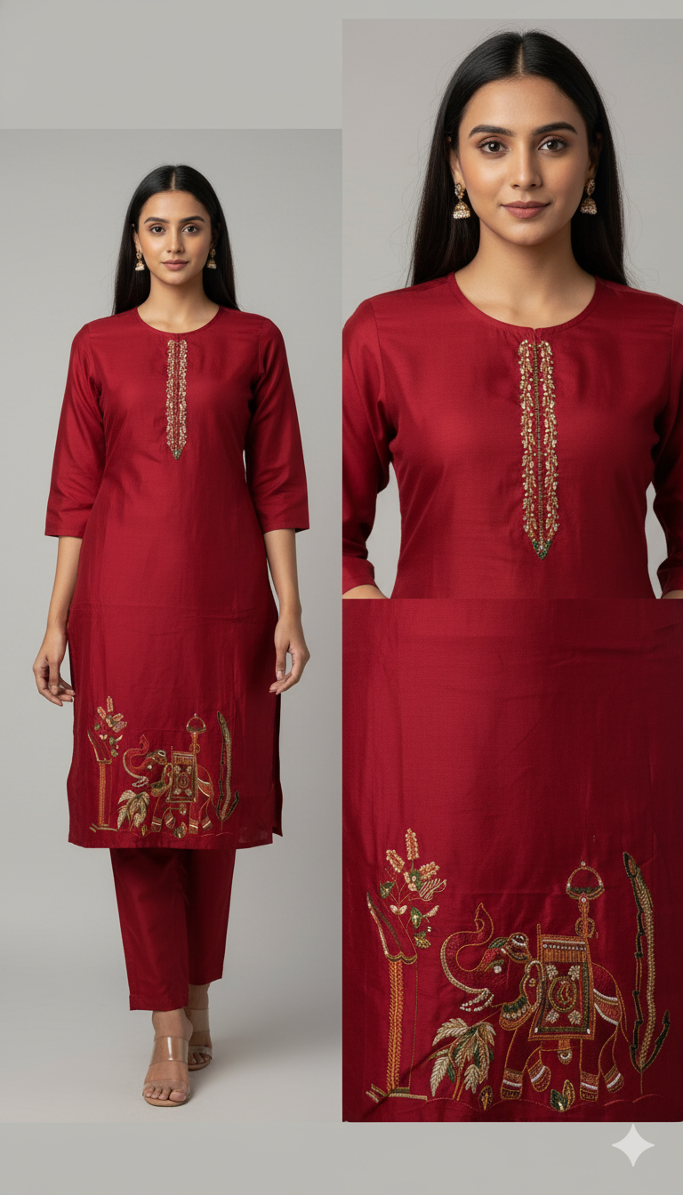 Elephant Embroidery Co-ord Set
