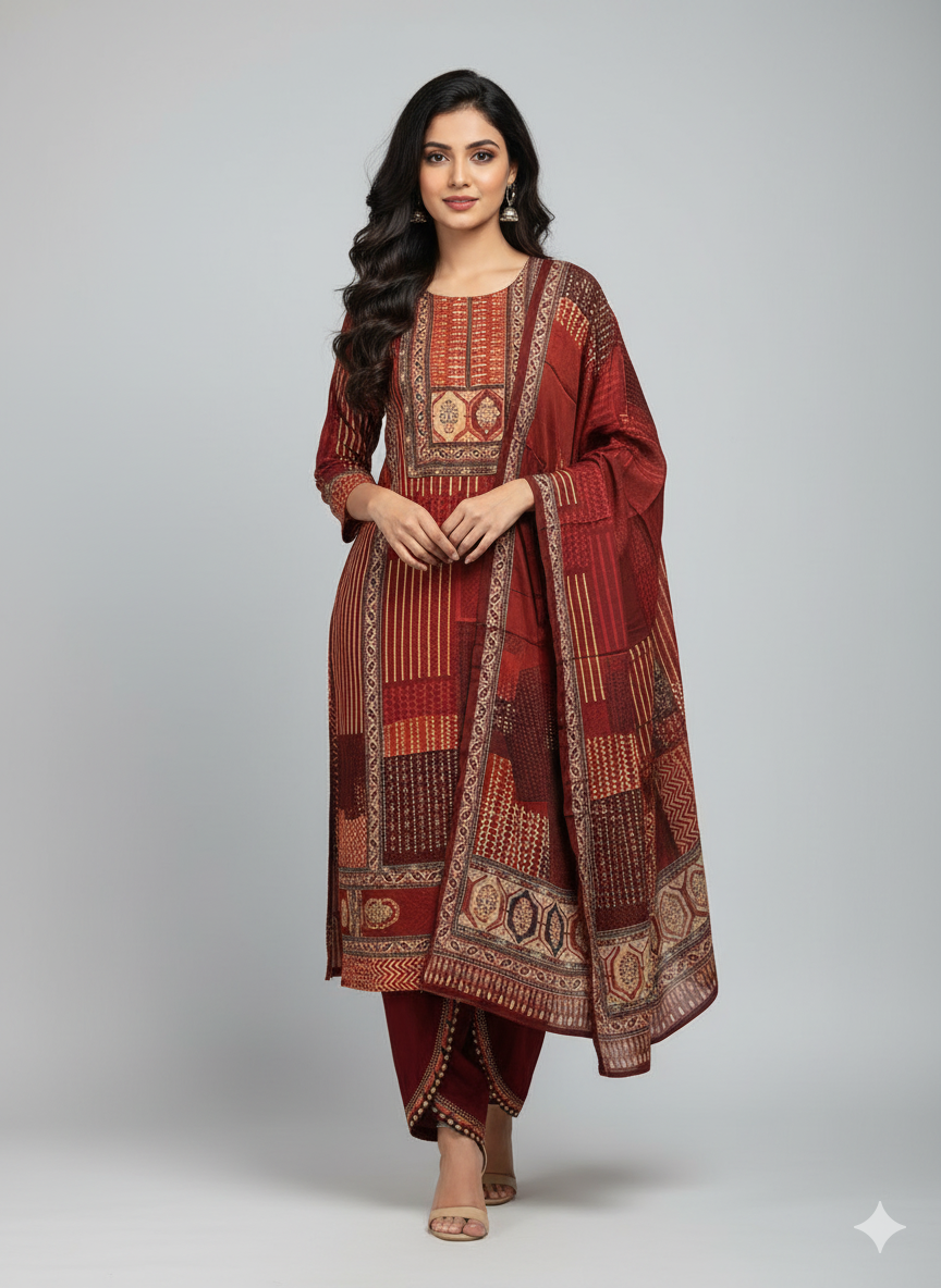 Crepe Style Brown Kurti