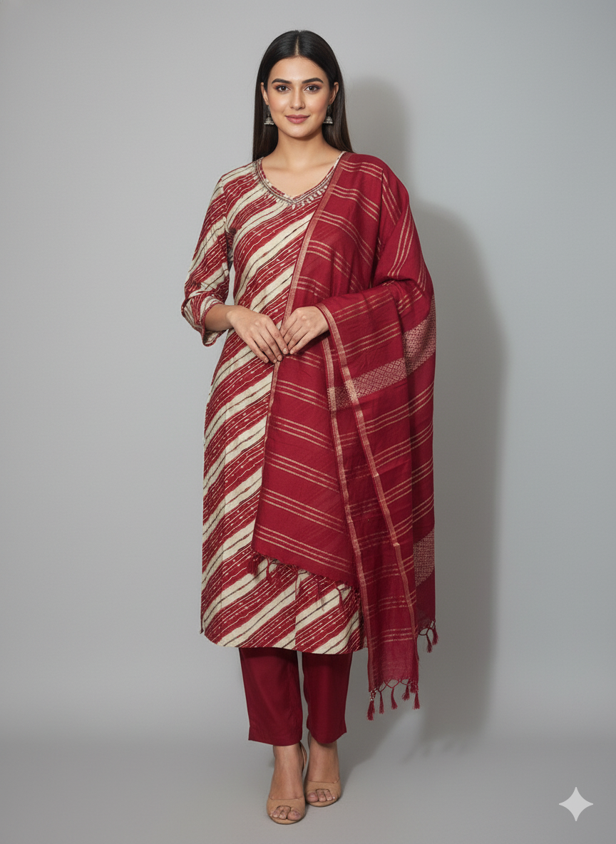Kurti Set with Slant Pattern