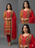 3 Piece Half Moon Orange Kurti