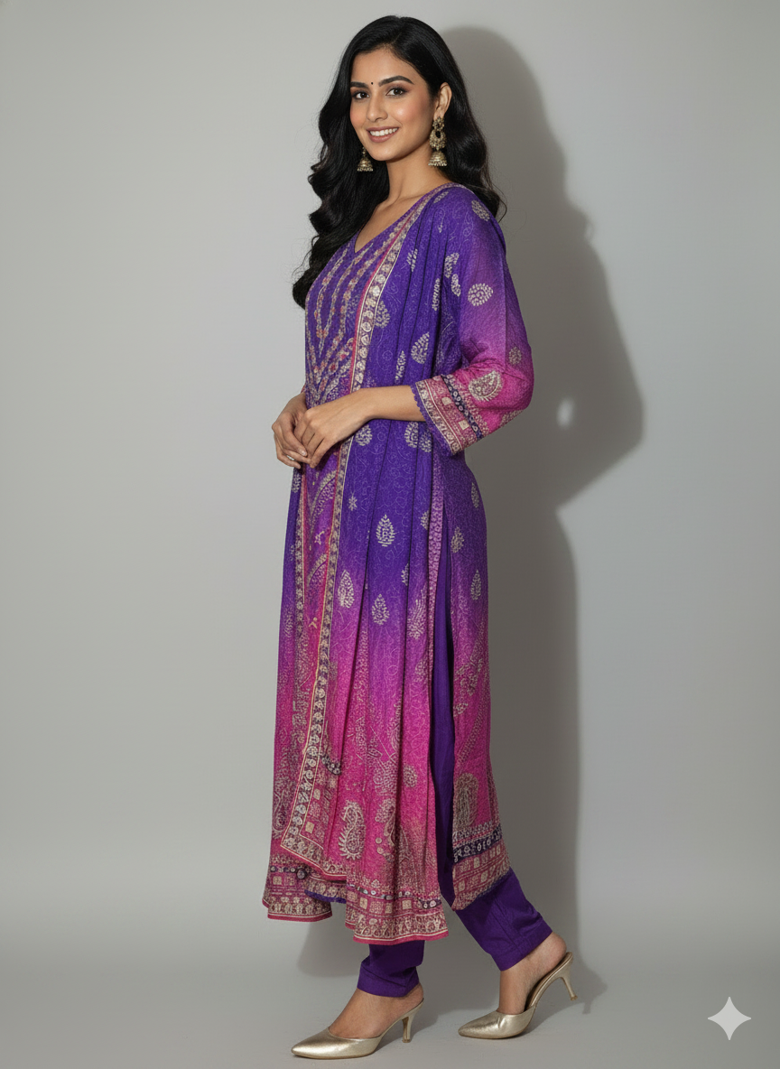 Multi Color Chiffon Kurti