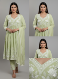 Pastel Green Thread Work Kurti
