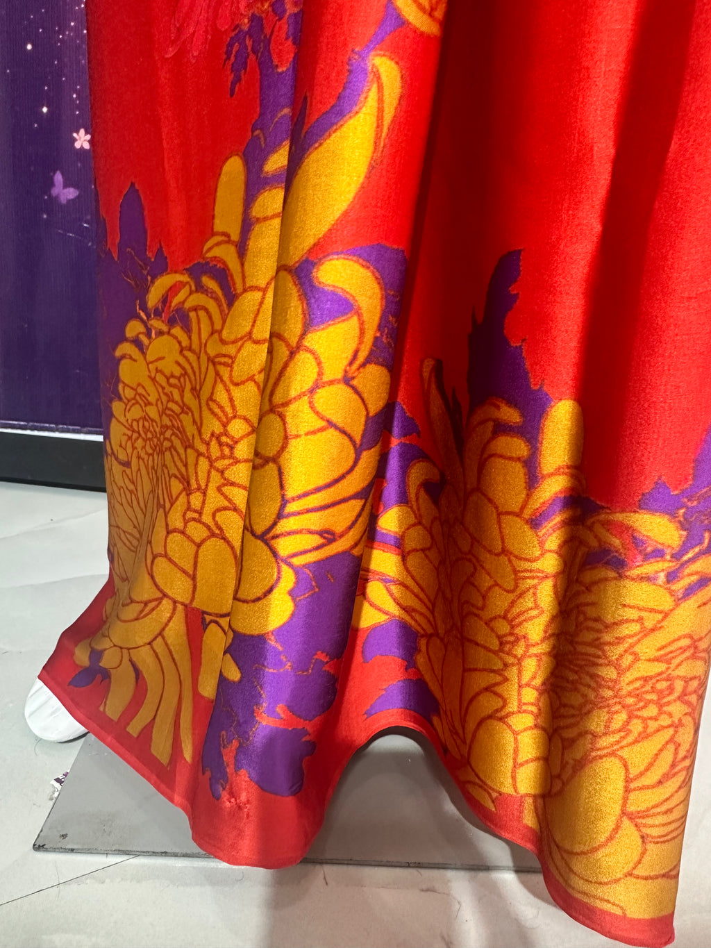 The Fusion Flora: Burnt Orange Satin and Organza Half-and-Half Saree