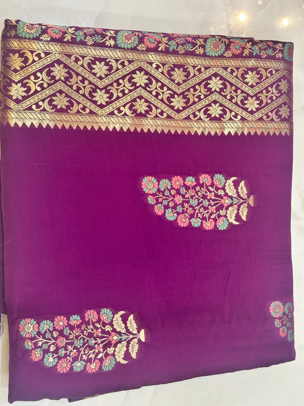 The Royal Plum: Premium Fancy Satin Saree with Meenakari Woven Paisley Motifs