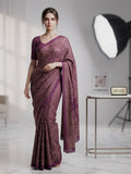 The Heritage Medallion: Premium Dusty Purple Modal Silk Saree with Traditional Ajrakh Art