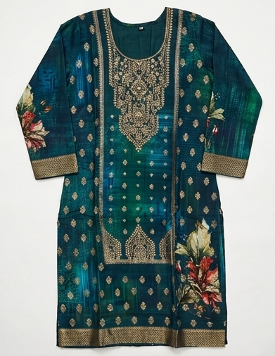 Peacock Blue Zari Kurti