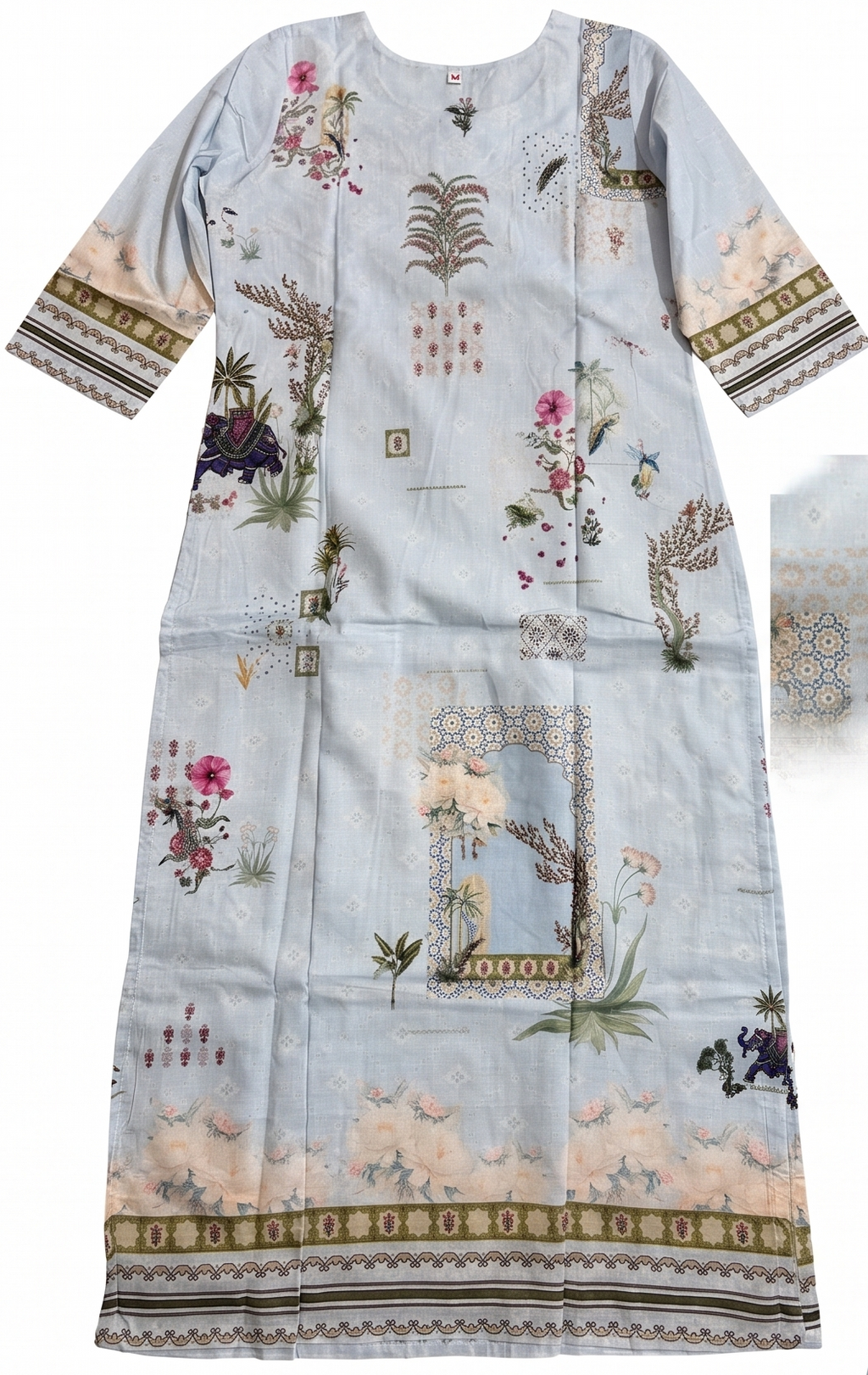 Kurti Set with Elephant Print and Embroidery