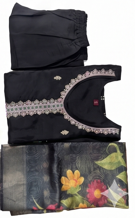 Black Kurti with Beads Design