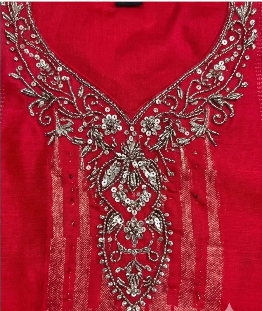 Kurti with Beads Work on Neckline