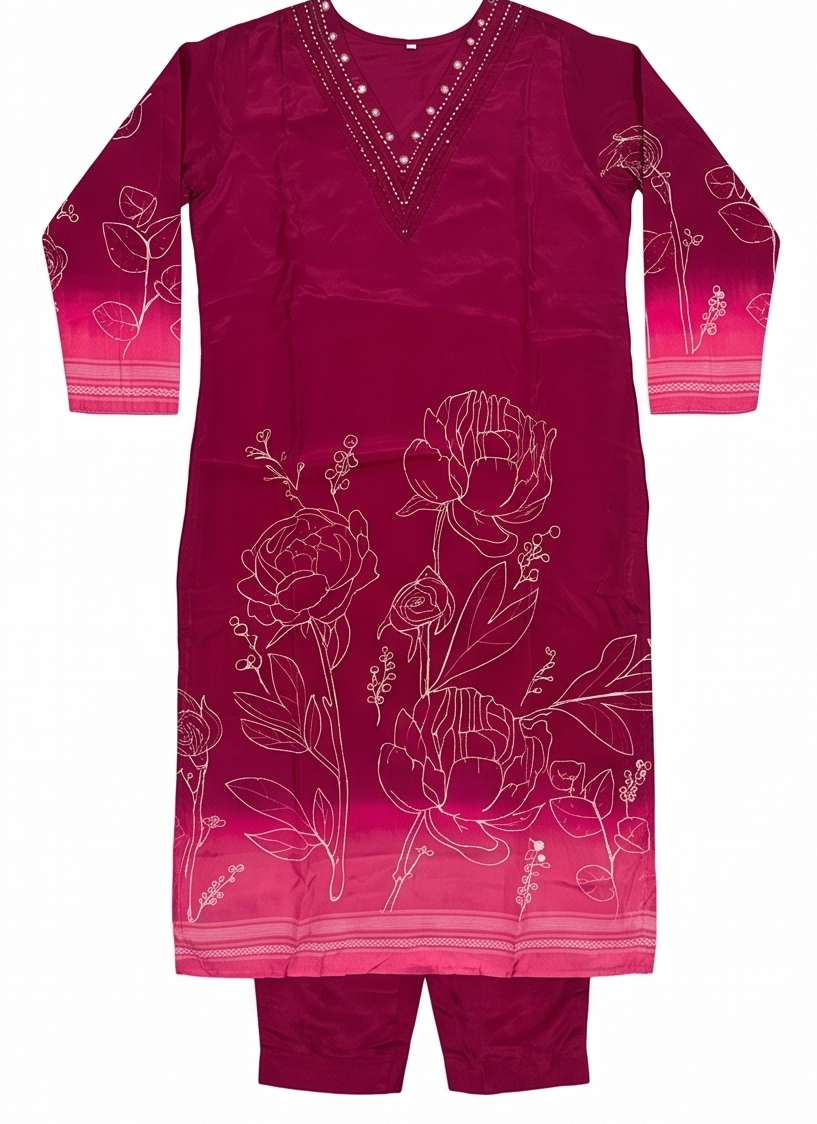 Kurti with Mirror Work and Print