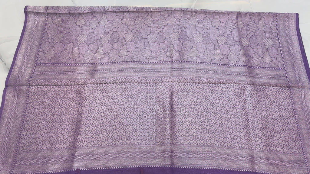 The Lilac Dusk: Premium Crepe Silk Brocade Saree with Subtle Tone-on-Tone Weaving