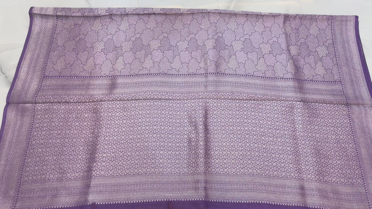 The Lilac Dusk: Premium Crepe Silk Brocade Saree with Subtle Tone-on-Tone Weaving