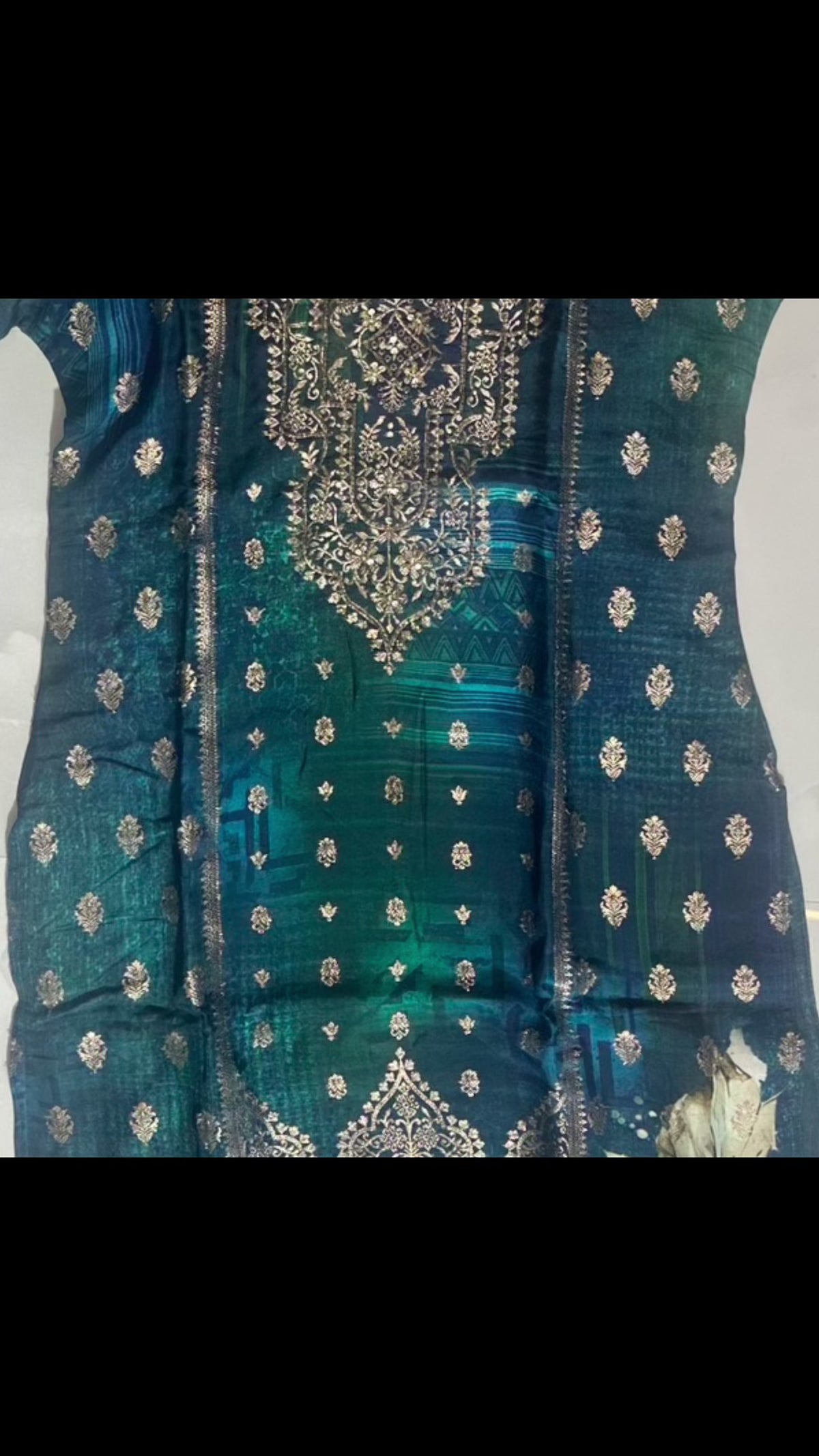 Peacock Blue Zari Kurti
