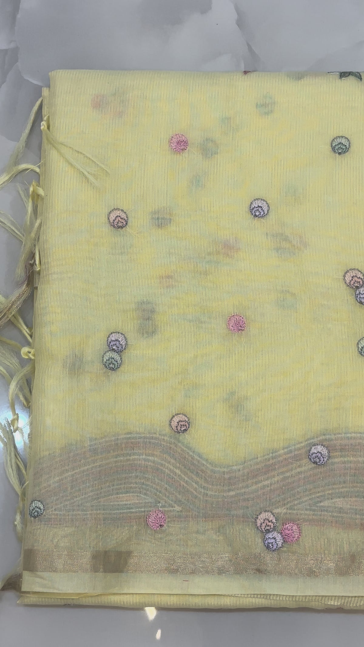 The Sunlight Meadow: Premium Yellow Chanderi Saree with Contrast Embroidered Blouse