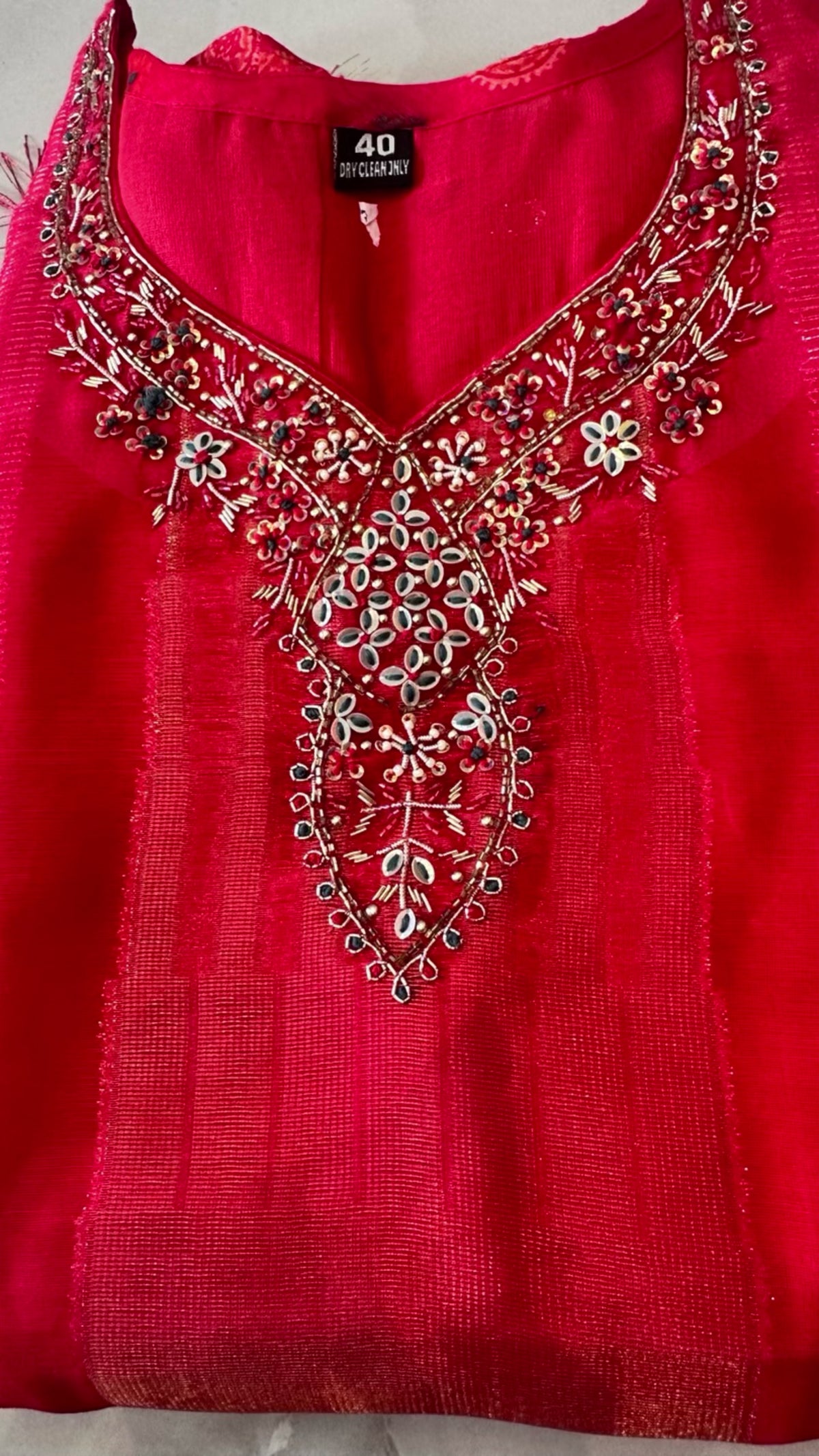 Kurti with Beads Work on Neckline