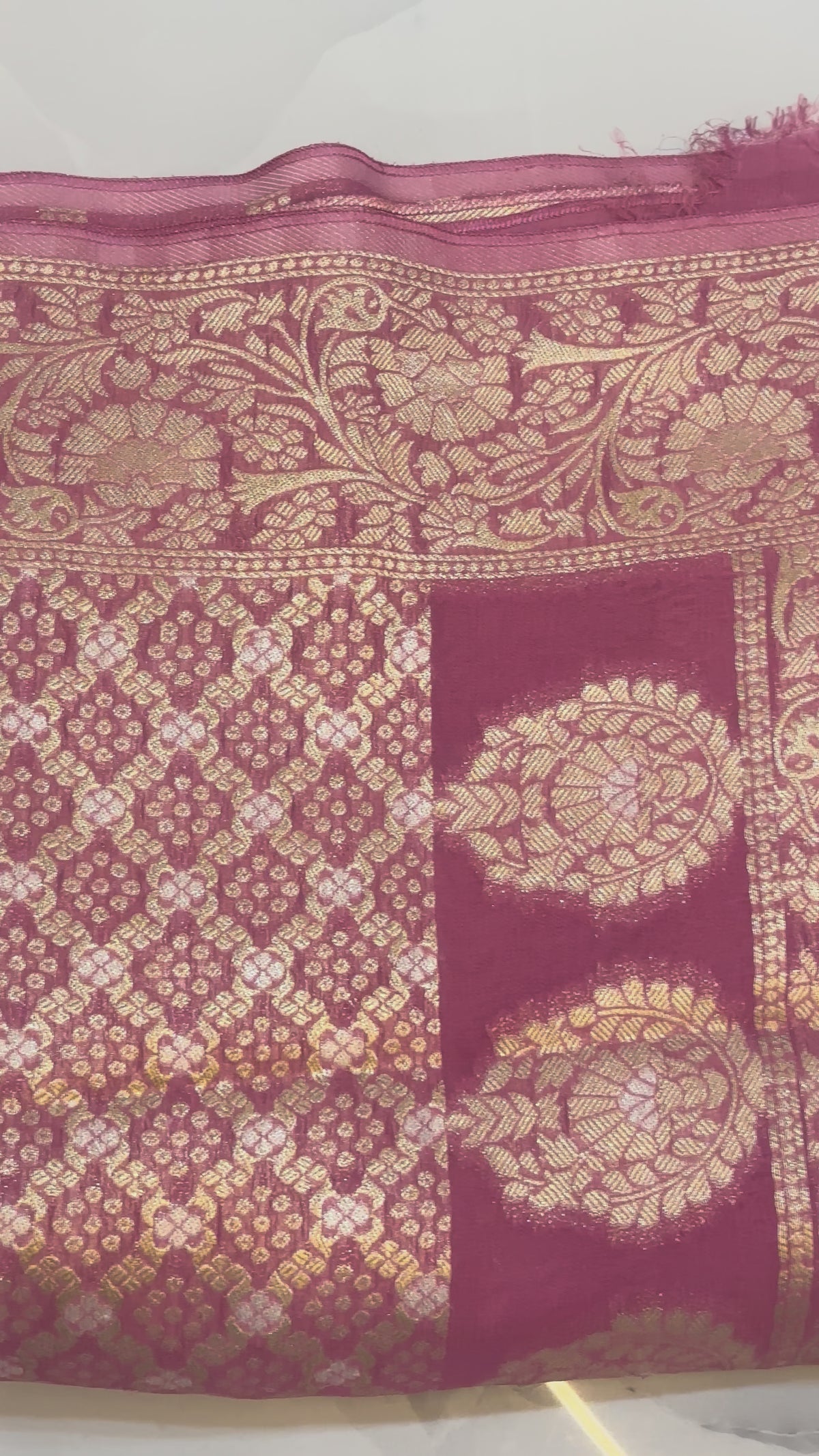The Vintage Rose: Premium Fancy Georgette Saree with Traditional Banarasi Zari Work