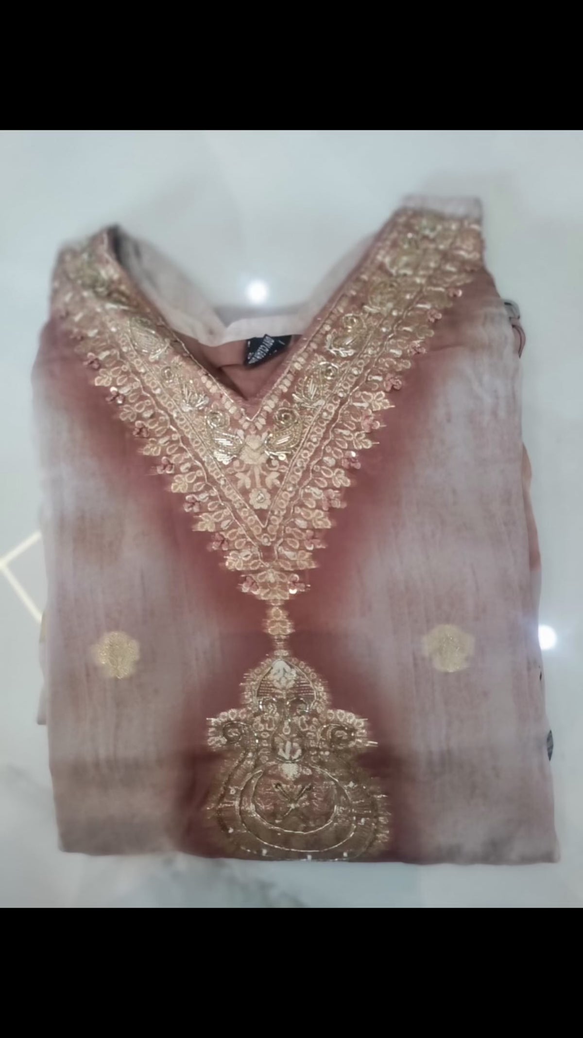 Brown Floral Kurti with Embroidery