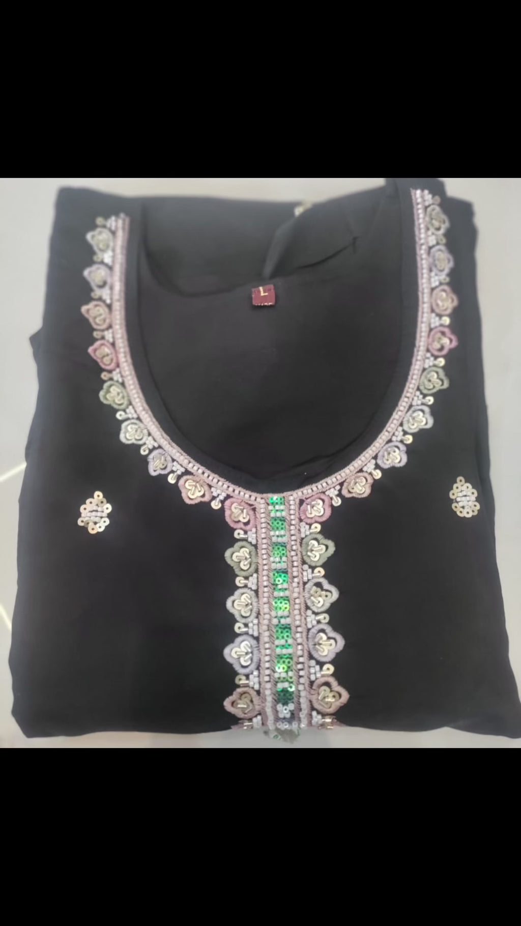 Black Kurti with Beads Design