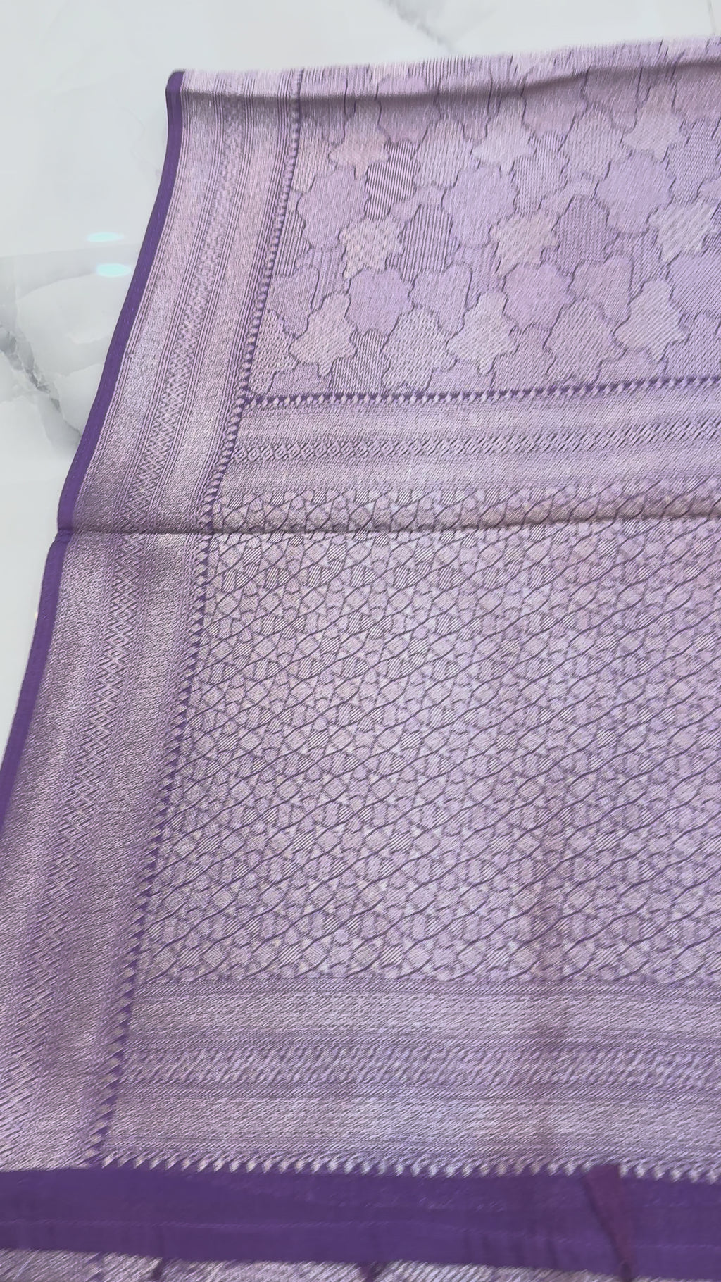 The Lilac Dusk: Premium Crepe Silk Brocade Saree with Subtle Tone-on-Tone Weaving