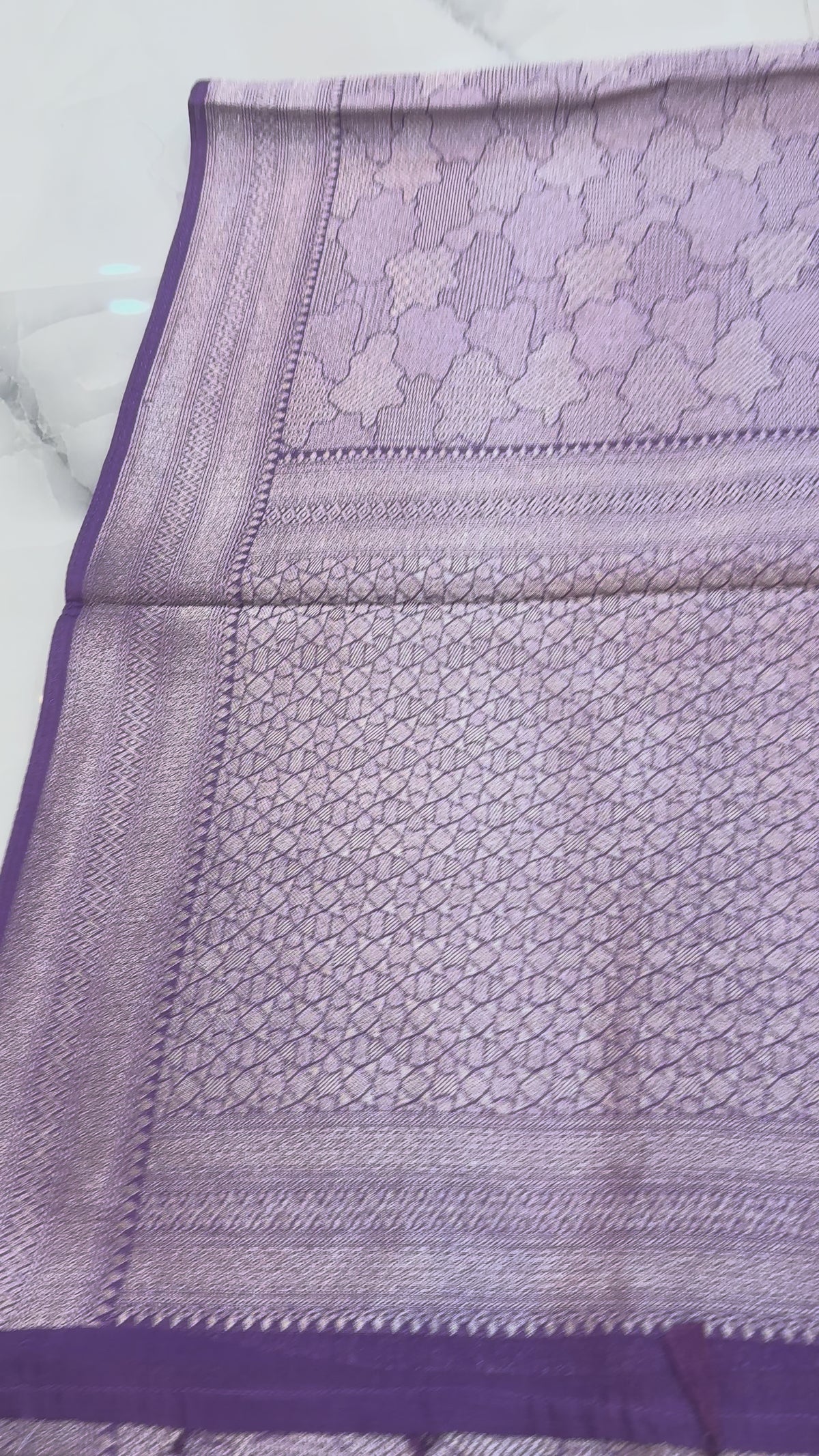 The Lilac Dusk: Premium Crepe Silk Brocade Saree with Subtle Tone-on-Tone Weaving