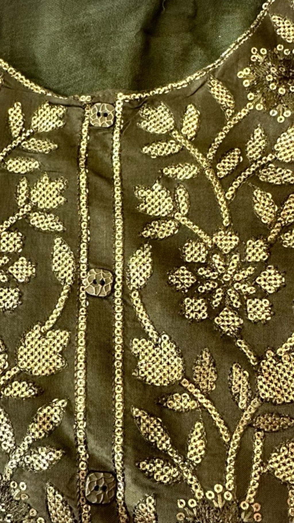 Green Chip Work Embroidery Kurti