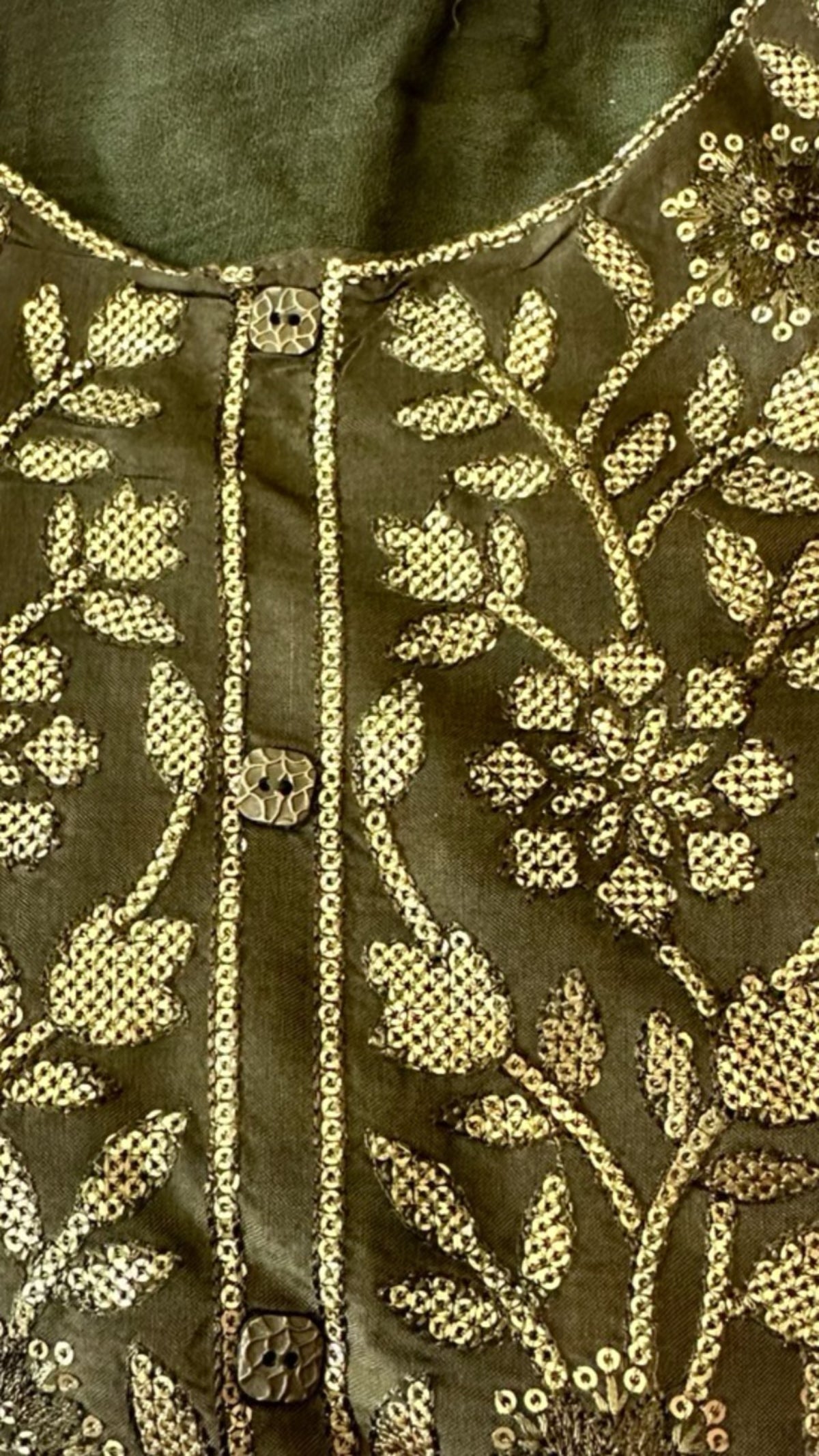 Green Chip Work Embroidery Kurti