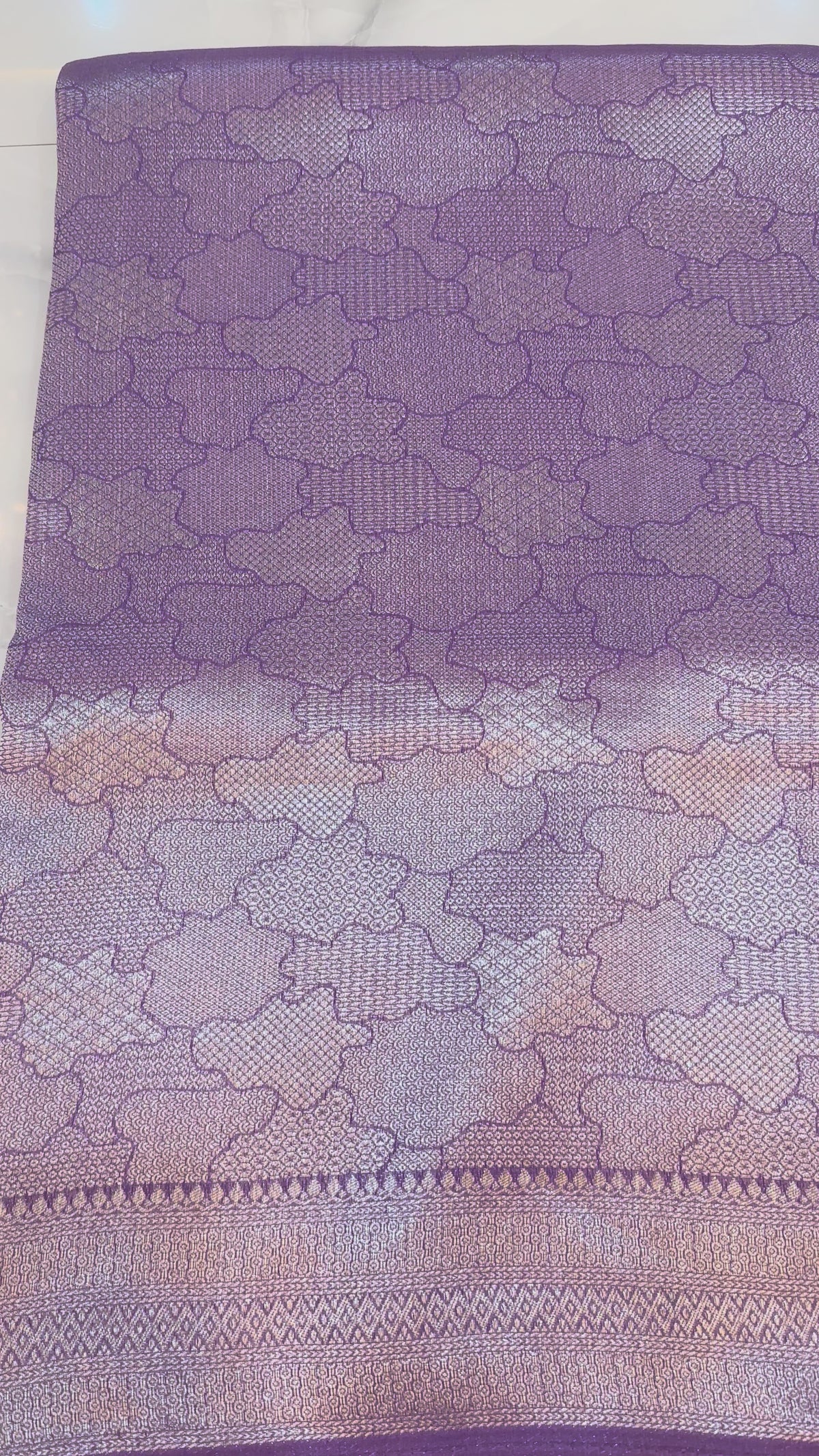 The Lilac Dusk: Premium Crepe Silk Brocade Saree with Subtle Tone-on-Tone Weaving
