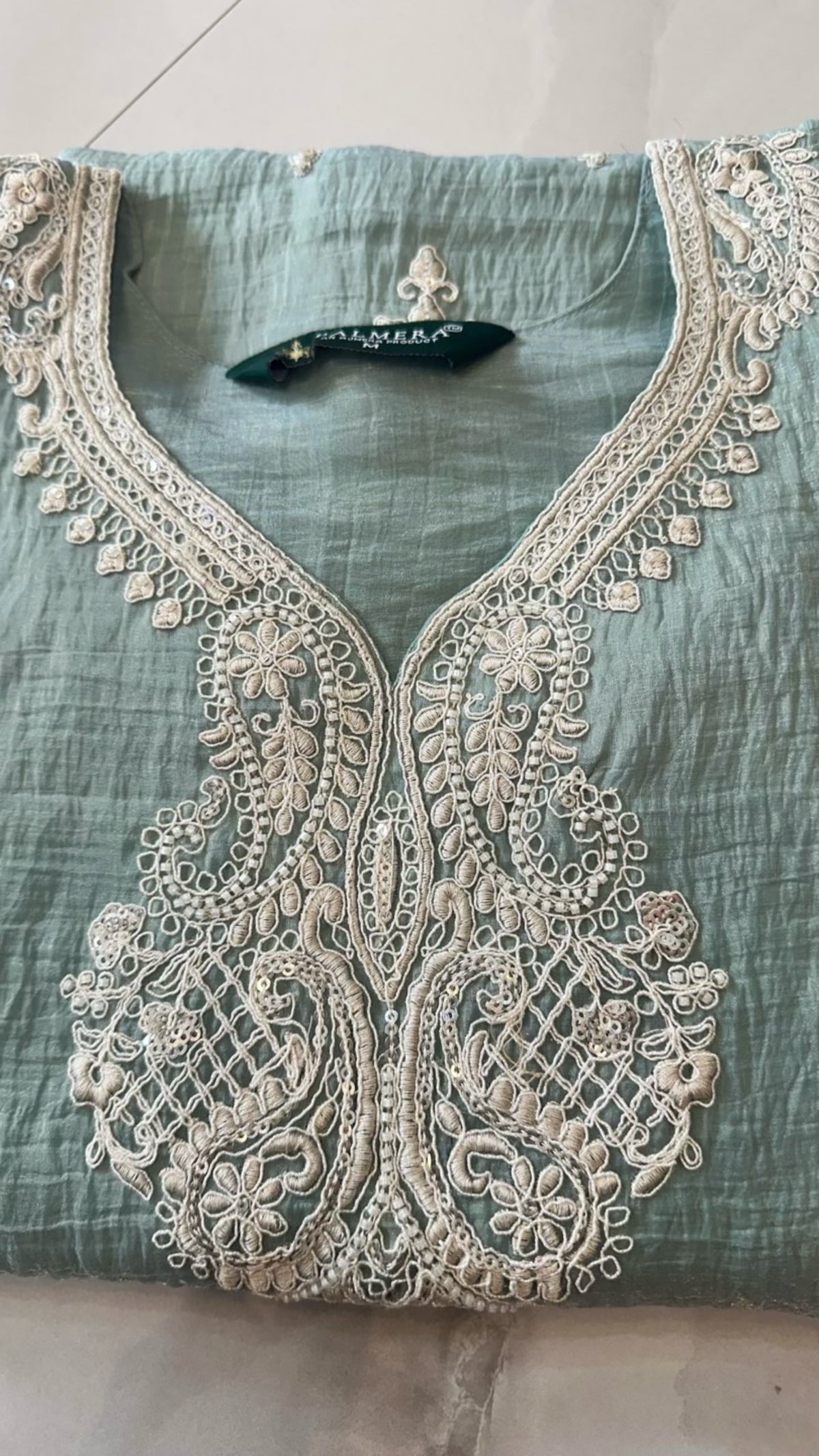 Embroidery Thread Pastel Green Sherara Kurti