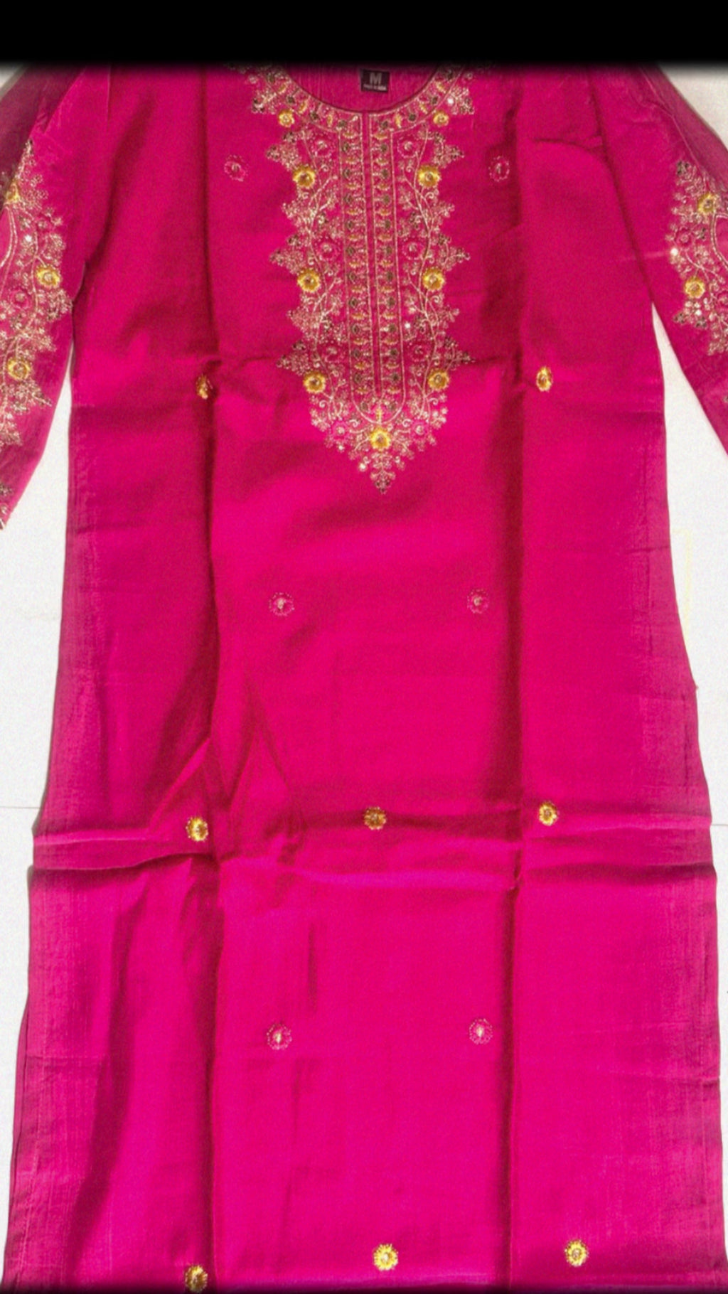 Pink Embroidery Straight Kurti