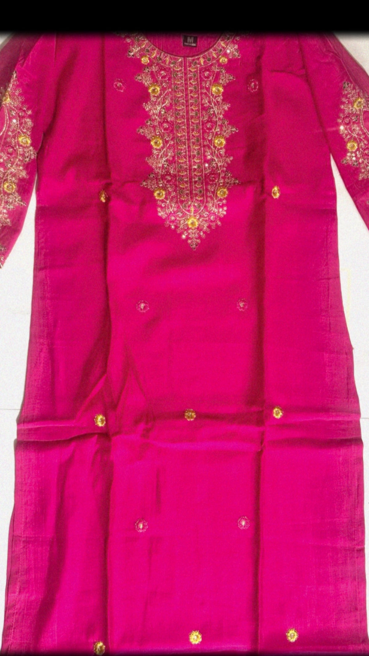 Pink Embroidery Straight Kurti