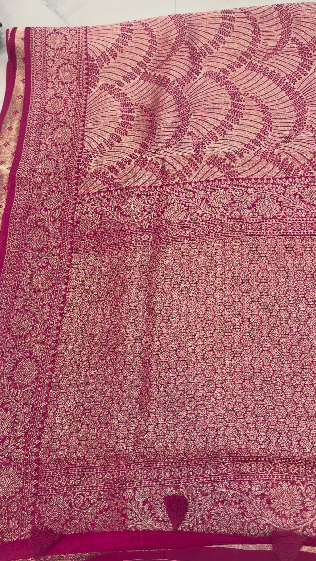 The Imperial Rose: Magenta Tissue Silk Brocade Saree