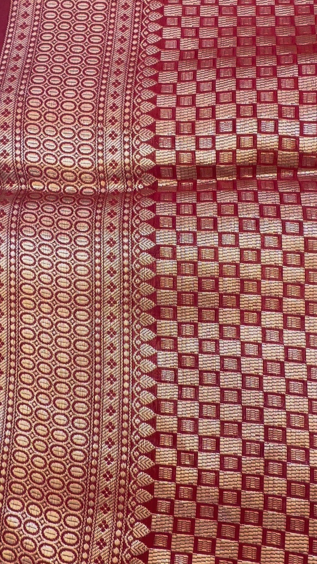 The Crimson Heritage: Banarasi Paper Silk Saree in Rich Red with Zari Vine Motifs