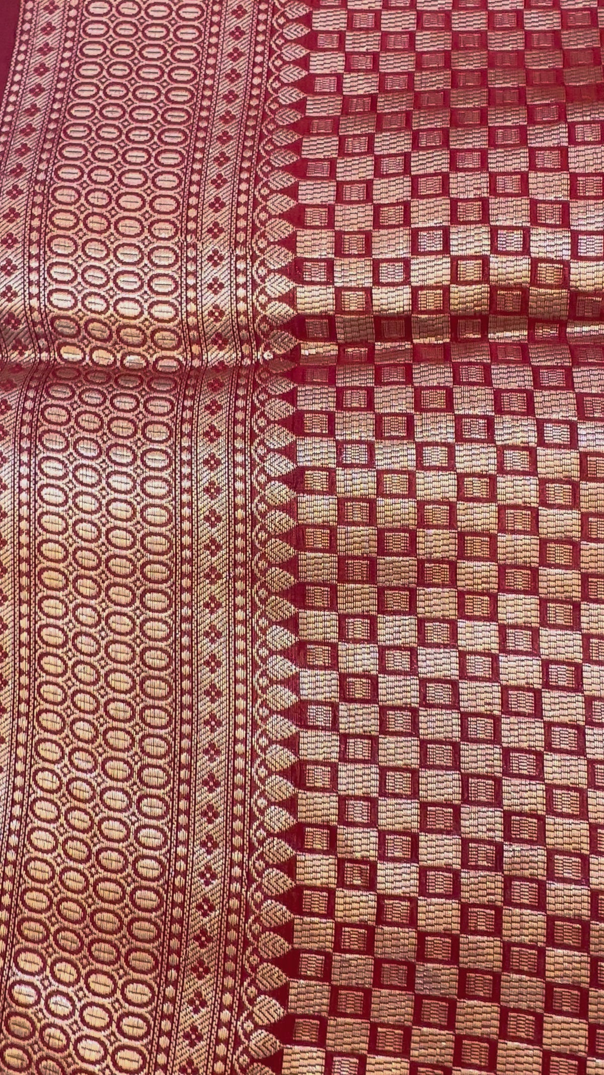 The Crimson Heritage: Banarasi Paper Silk Saree in Rich Red with Zari Vine Motifs