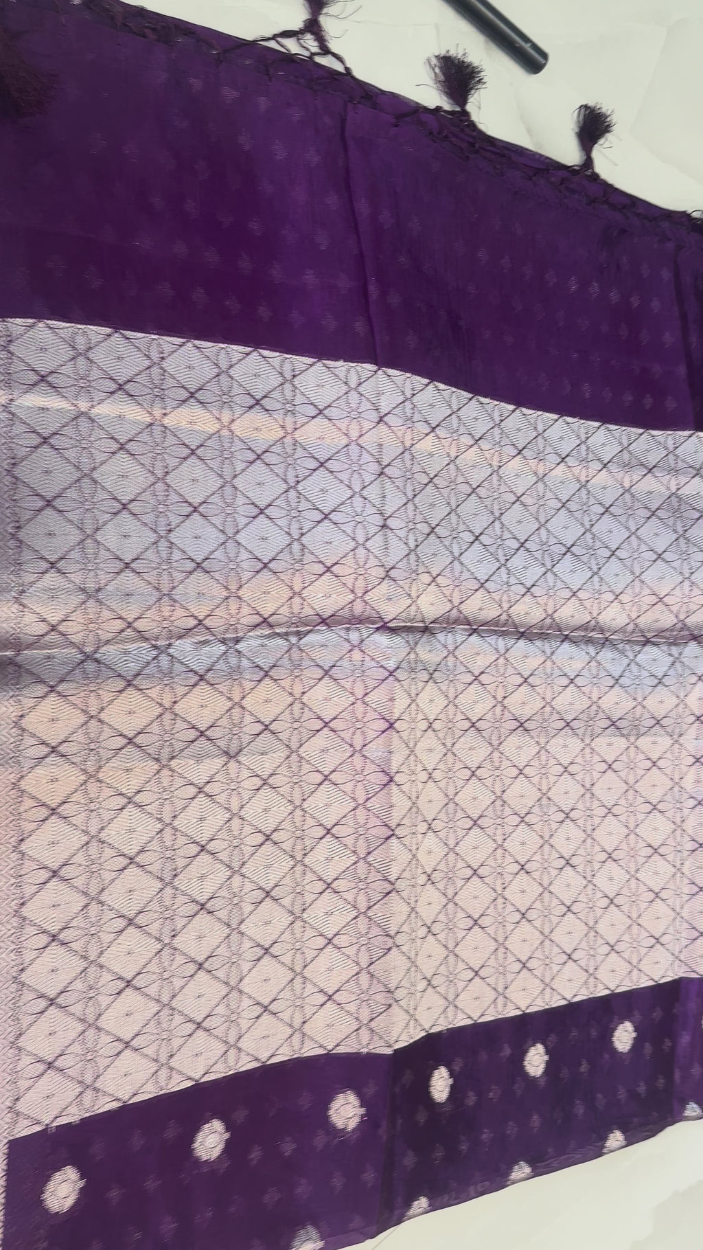 The Enchanted Aviary: Royal Wine Paper Silk Saree with Pastel Meenakari Birds